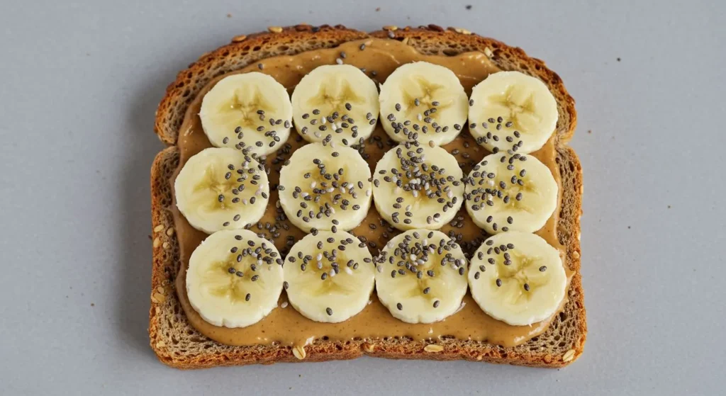 Peanut Butter and Banana Toast with Chia Seeds breakfast
