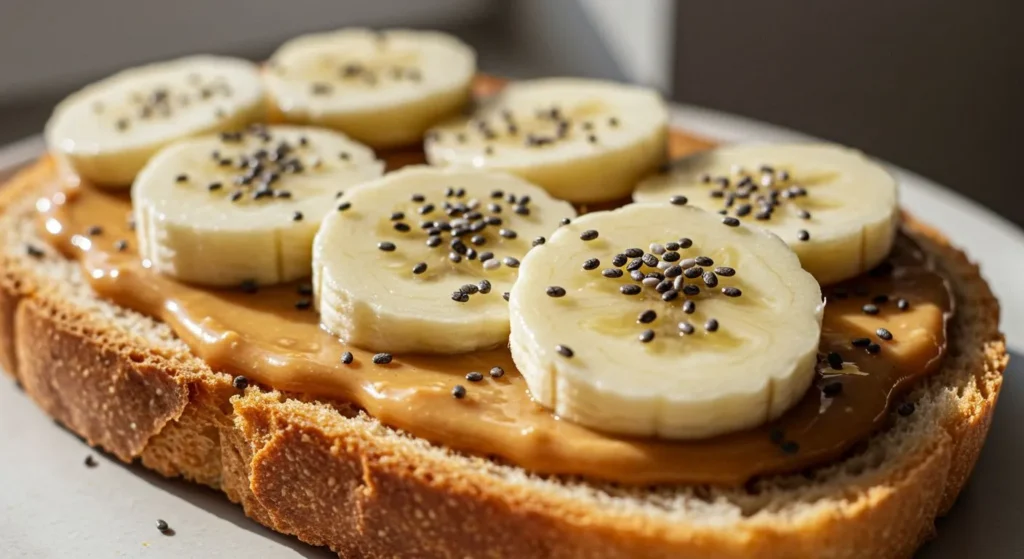 Peanut Butter and Banana Toast with Chia Seeds