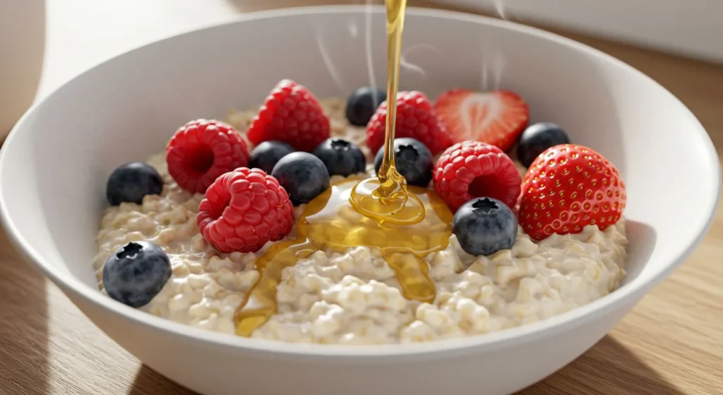 Creamy Oatmeal with Honey and Berries