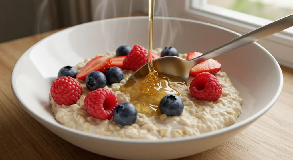 Creamy Oatmeal with Honey and Berries
