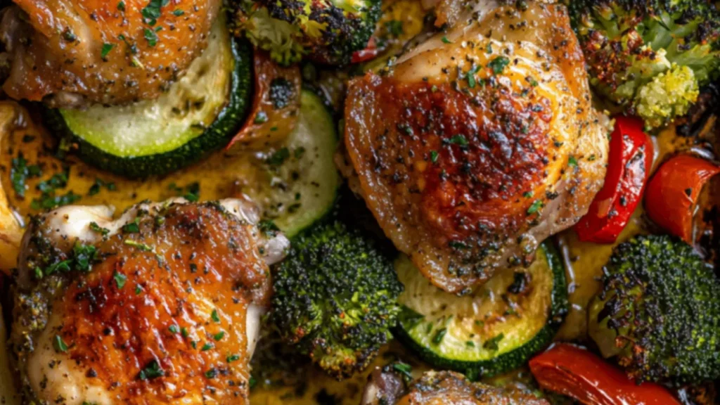 heet Pan Garlic Butter Chicken with Roasted Vegetables low carb