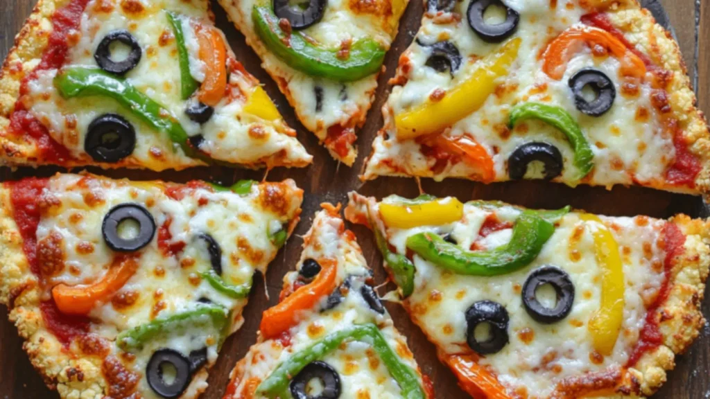 Cauliflower Crust Pizza with Fresh Toppings low carb