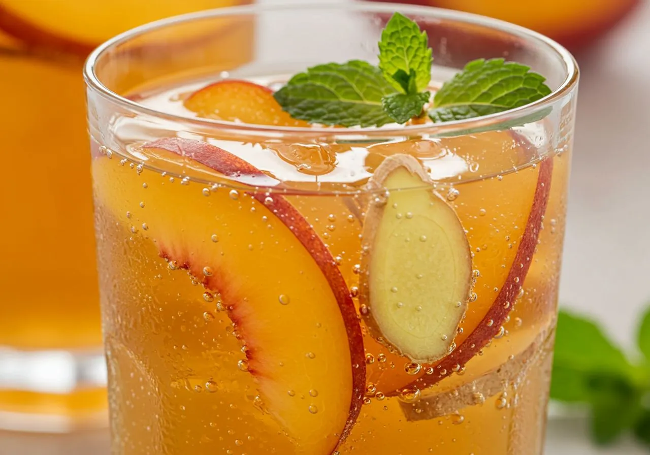Peach and Ginger Iced Tea for Hot Weather