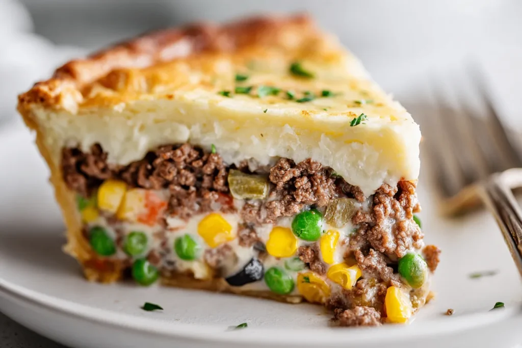 Ground Beef Pie with Creamy Crust