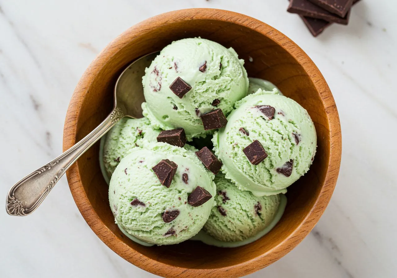 Homemade Mint Chocolate Chip Ice Cream