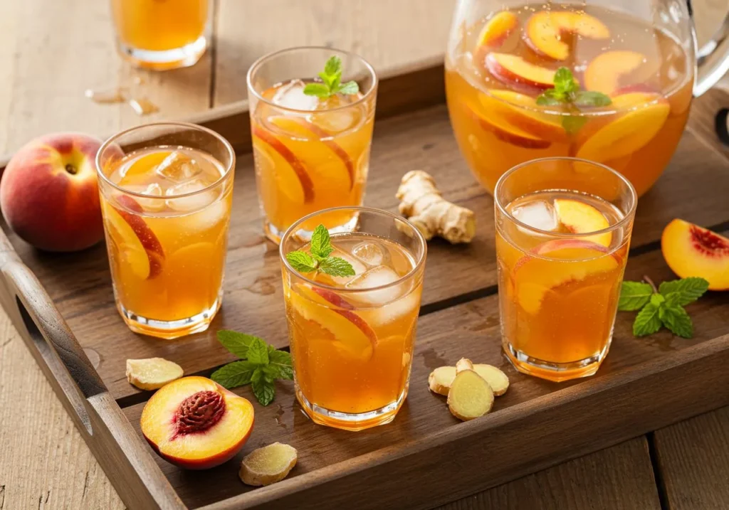 Peach and Ginger Iced Tea for Hot Weather