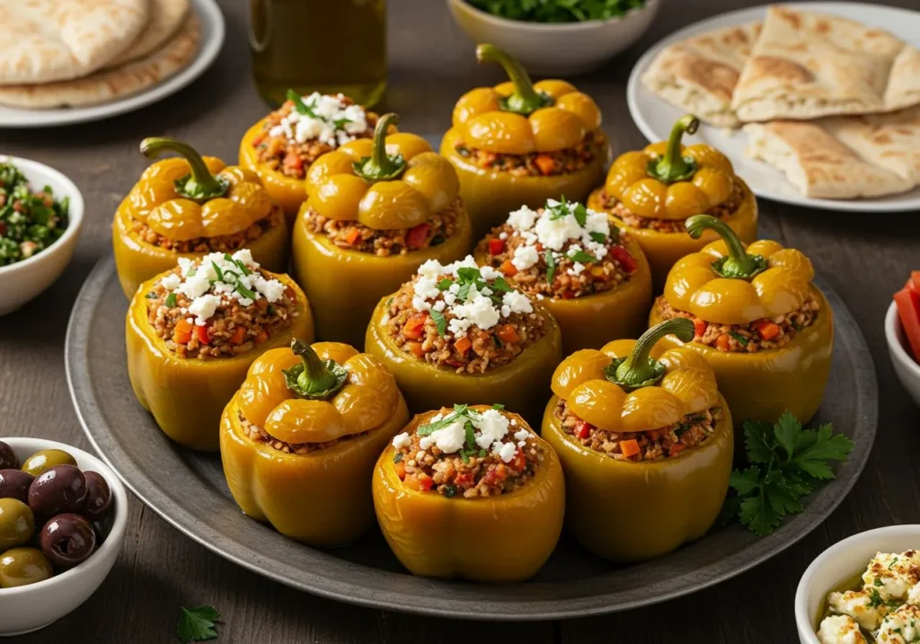 Middle Eastern Stuffed Bell Peppers with Ground Beef
