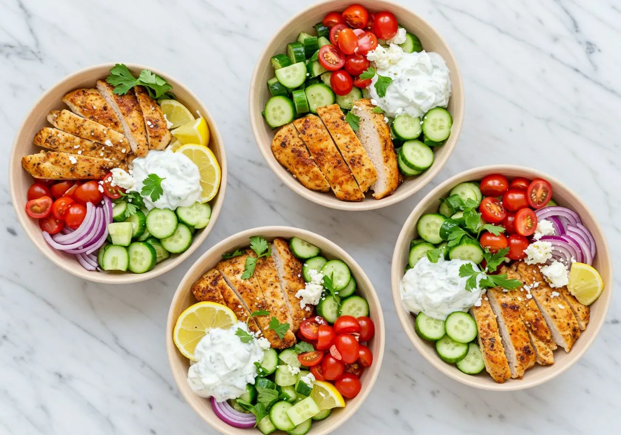 Greek Chicken Gyro Bowls