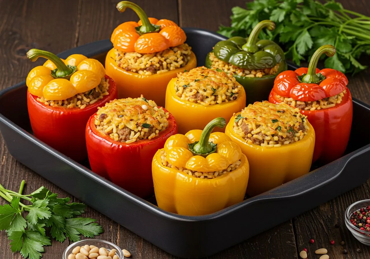 Stuffed Bell Peppers with Ground Beef